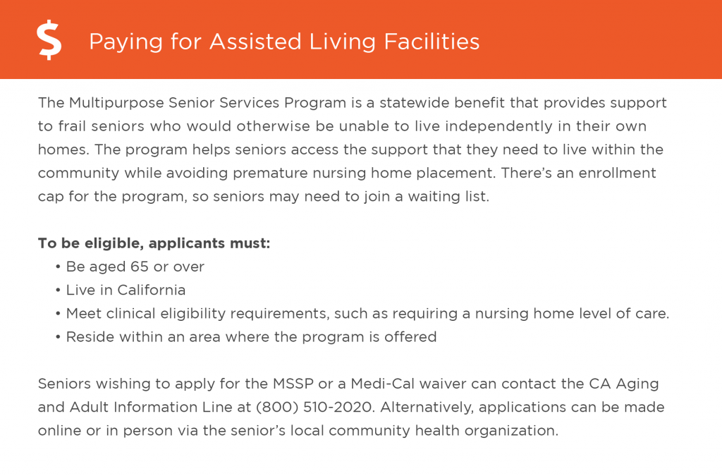 Paying for assisted living in California graphic