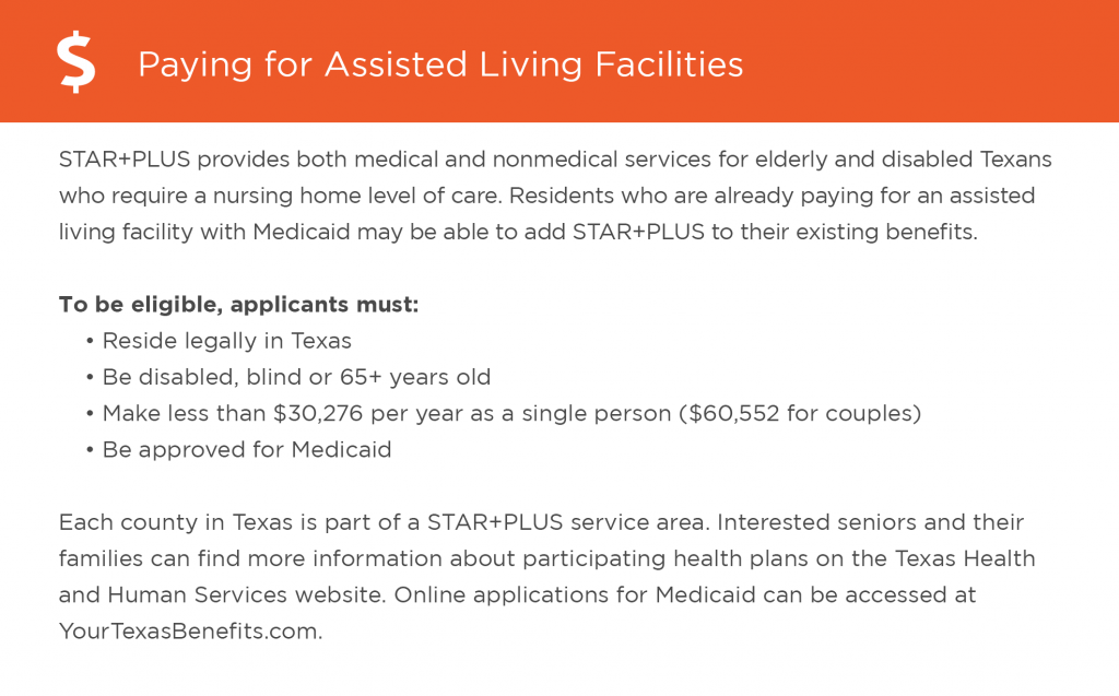 Paying for assisted living in Texas graphic