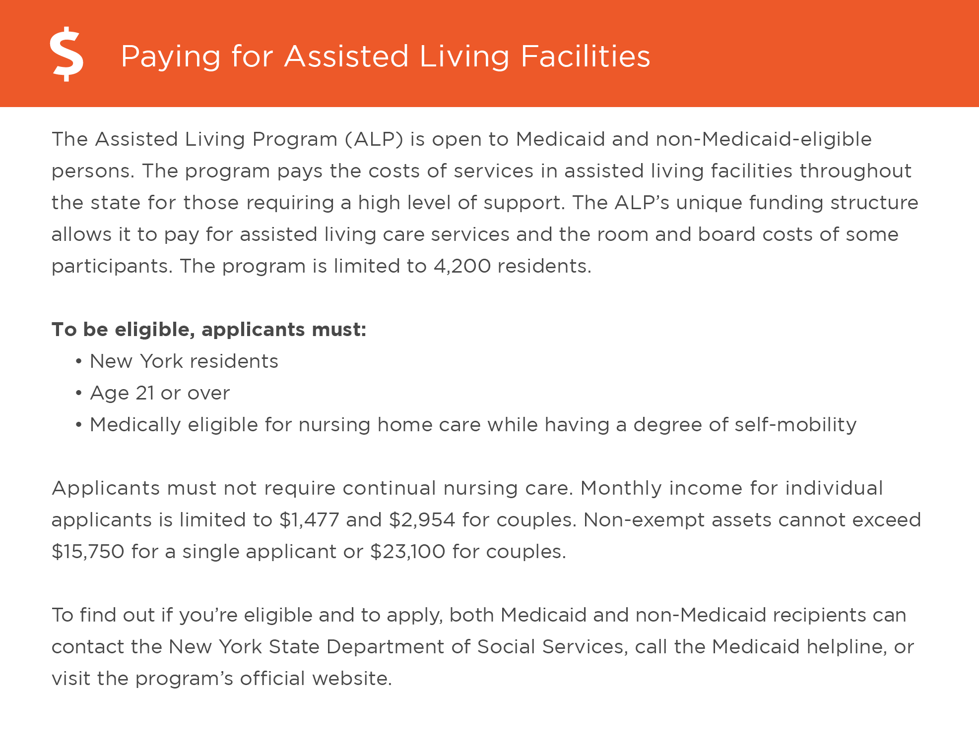 Paying for assisted living in New York graphic