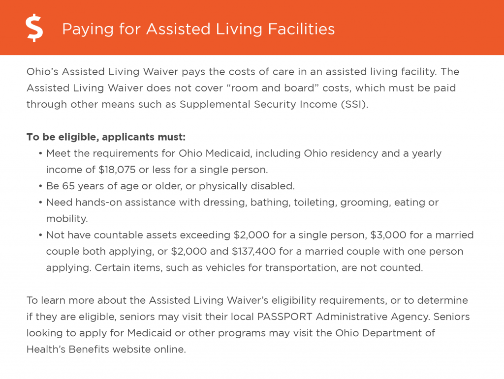 Paying for assisted living in Ohio graphic