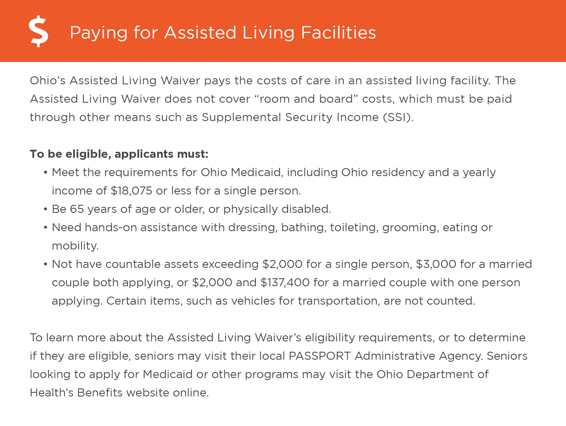 Paying for assisted living in Ohio graphic