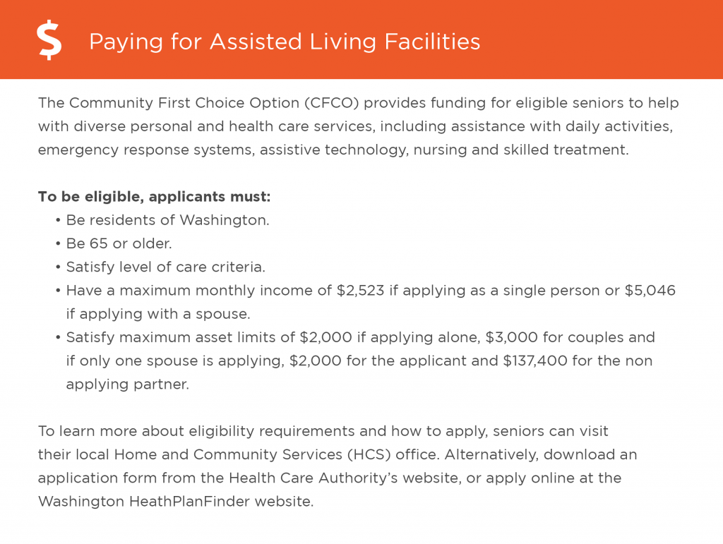 Paying for assisted living in Washington graphic