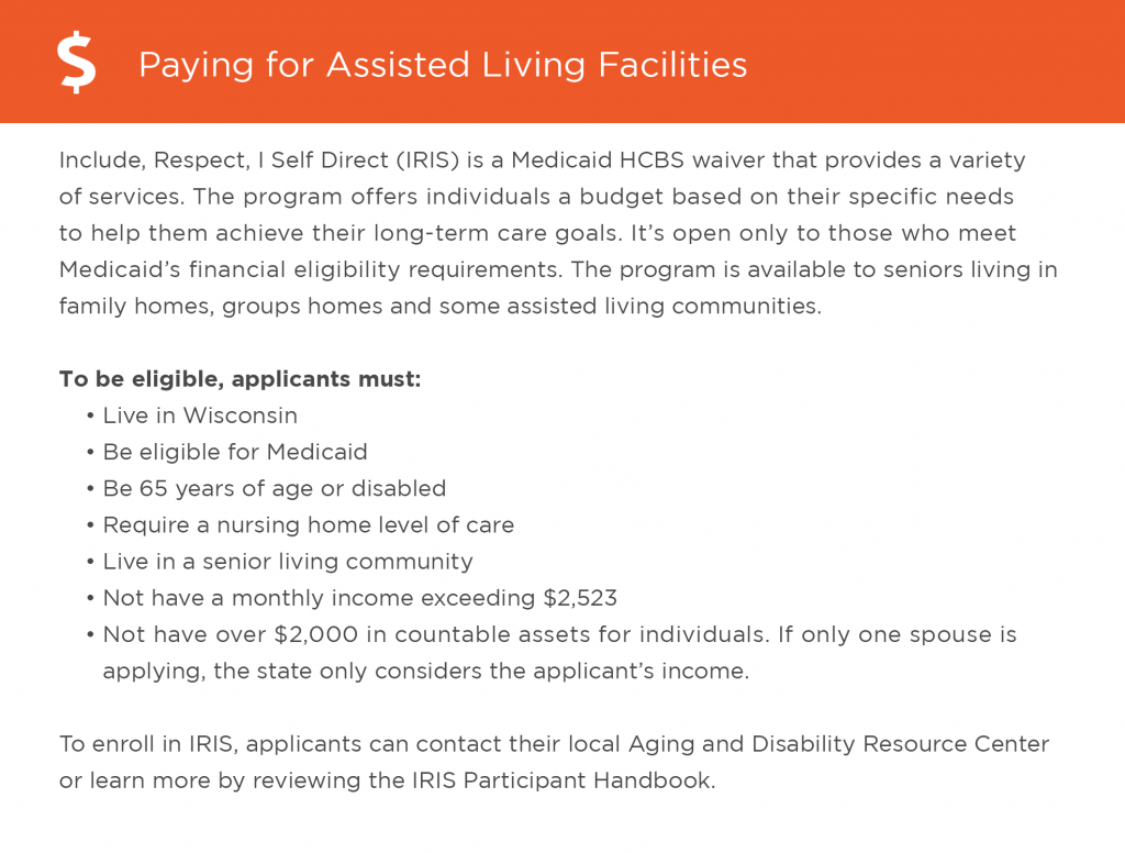 Paying for assisted living in Wisconsin graphic