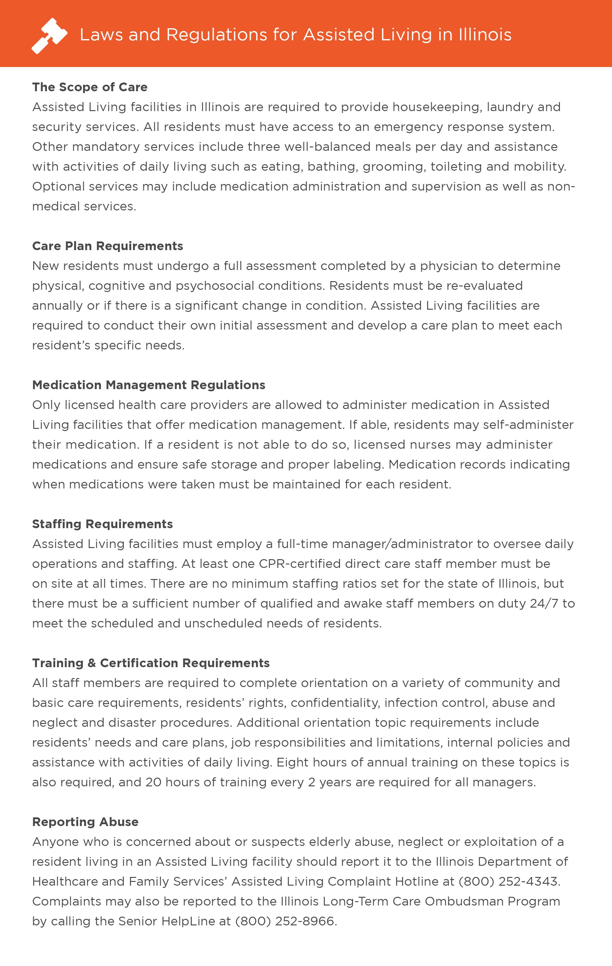 Laws and regulations for assisted living in Illinois