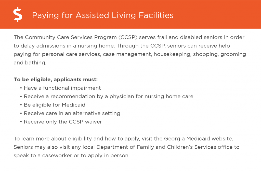 Paying for assisted living in Georgia graphic