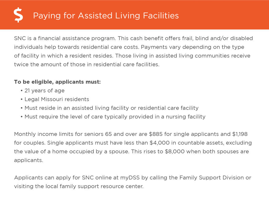 Paying for assisted living in Missouri graphic