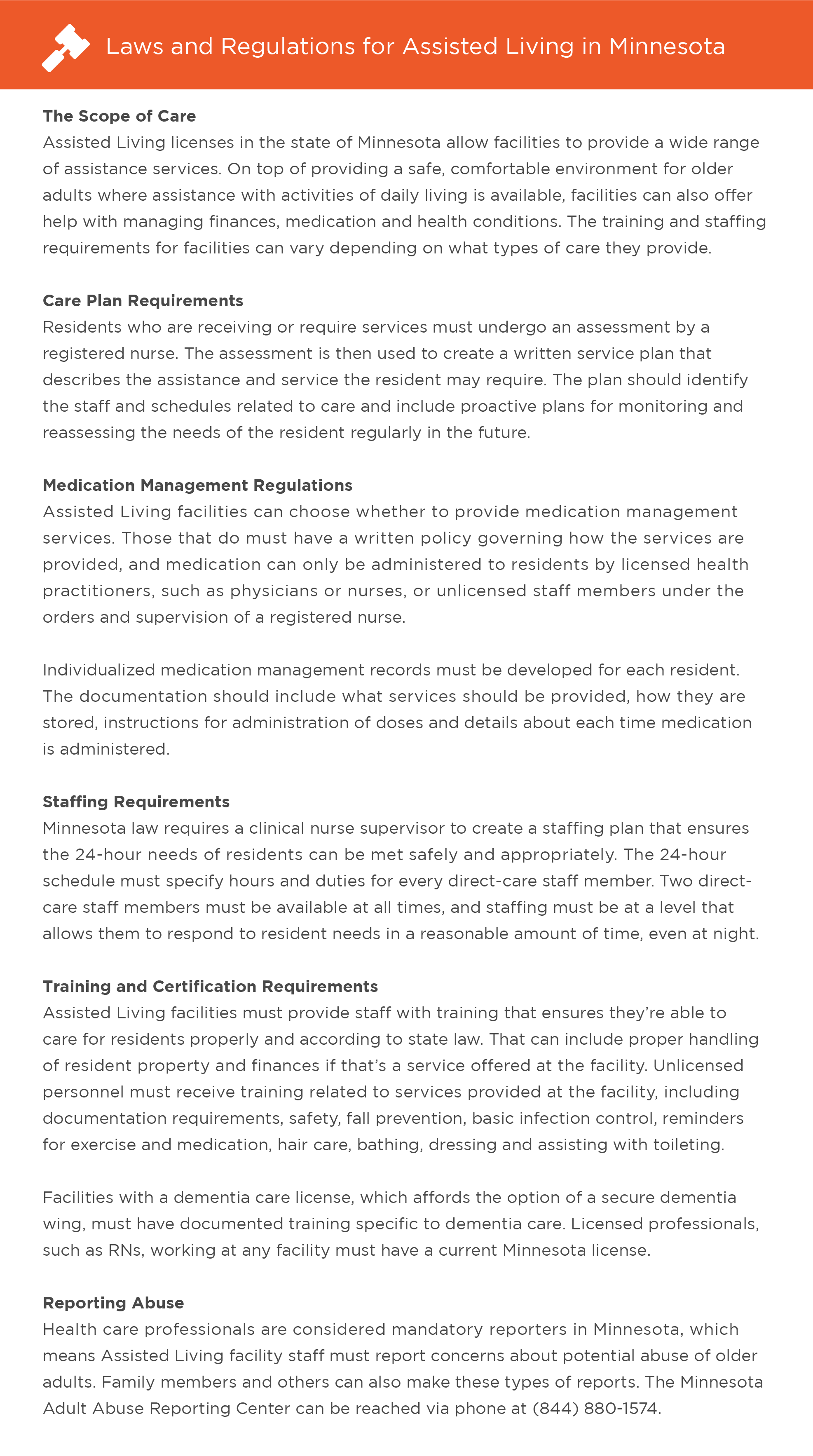 Laws and regulations for assisted living in Minnesota