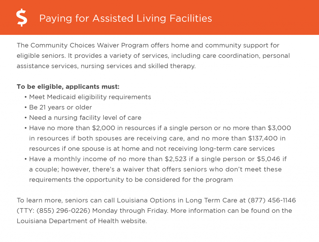 Paying for assisted living in Louisiana graphic