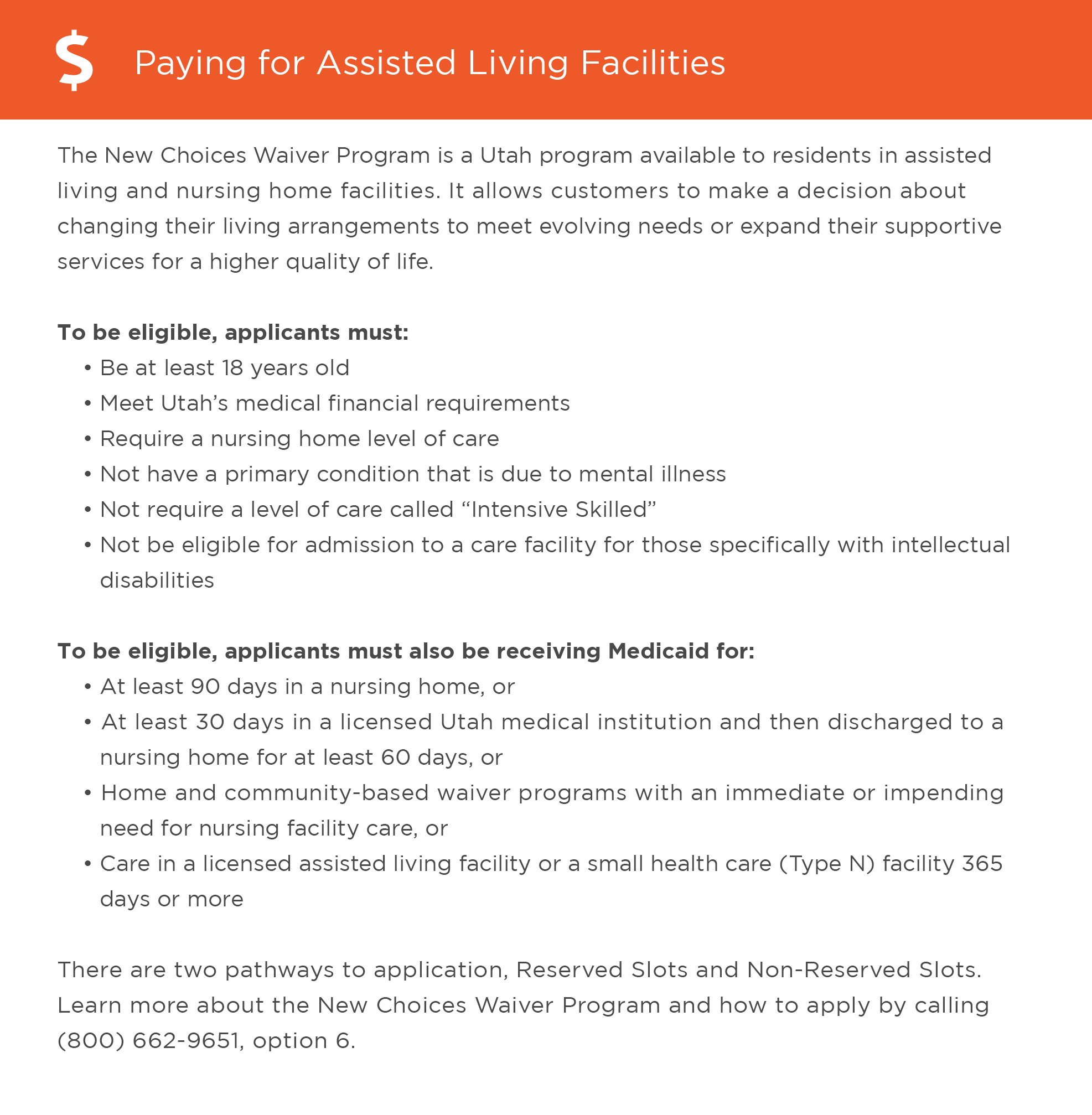 Paying for assisted living in Utah graphic