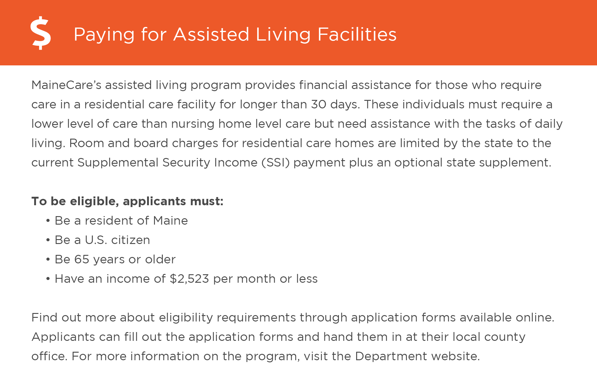 Paying for assisted living in Maine graphic