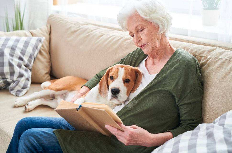 Elderly Woman with Puppy