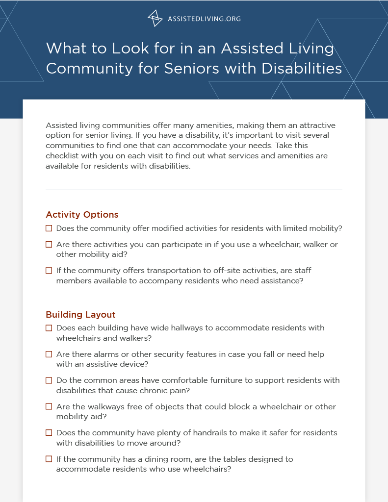 How to Choose an Assisted Living Community for an Older Adult with Disabilities